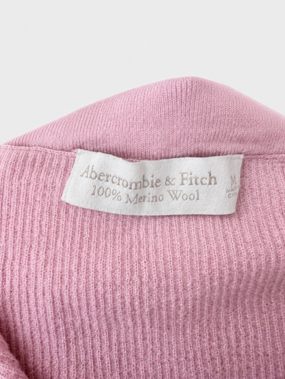 Abercrombie & Fitch Pink Merino Ribbed Half-Zip Top - Picture 3 of 3